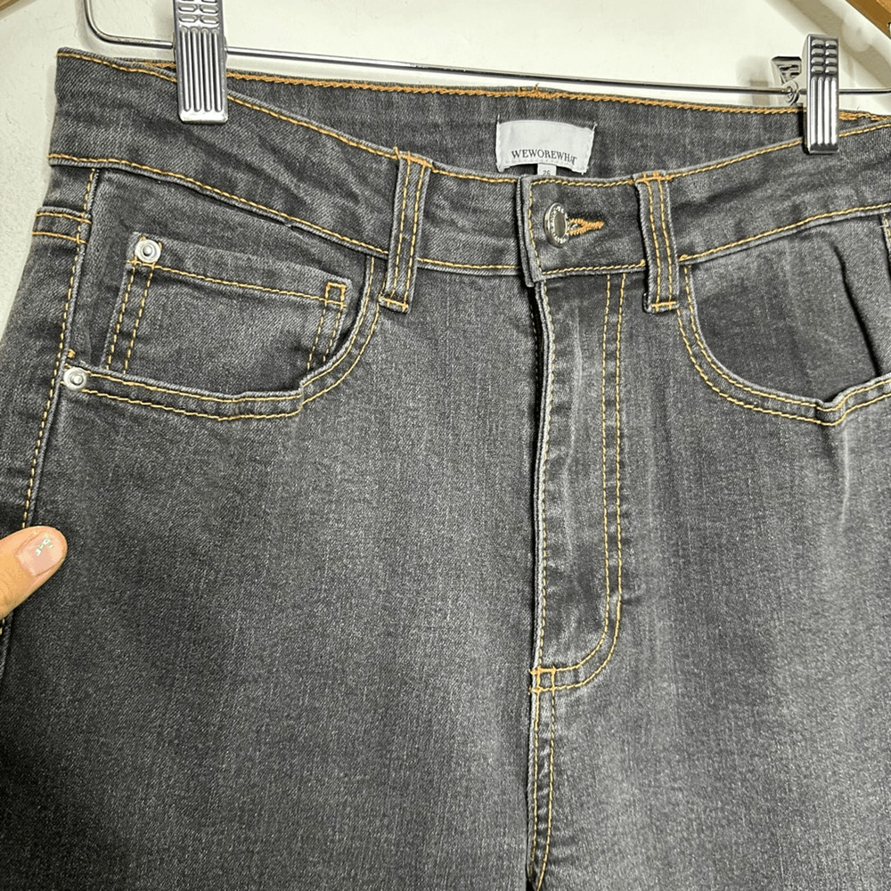 WEWOREWHAT High Rise Kick Flare Jean Bah Bah Grey Cotton stretch womens size 26 - Picture 4 of 8